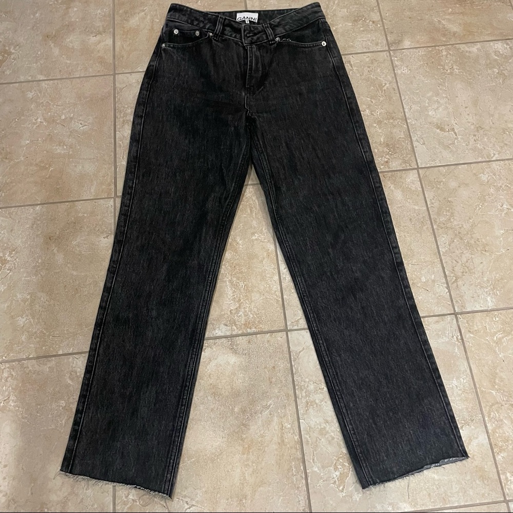Ganni Straight Leg Jeans - Charcoal Dark‎ Wash Size 26